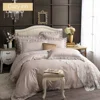 bed sheet hotel Luxury Lace Romantic Hotel Solid Color 100% Cotton 4pcs Red Brown Plain Dye Wedding bedding set