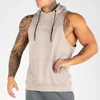Latest Design Men Gym Wear Stringer Tank Top Sweatshirt Hoodie New Men's Boys Plain Fleece Sleeveless Custom Hoodies