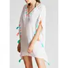 Customized Latest Design White color women trendy clothes casual beachwear summer short kaftan