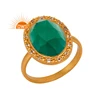 Designer Green Onyx and White Topaz Gemstone Ring 925 Silver Gold Plated Wedding Ring Jewelry Supplier