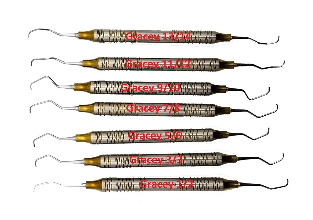 Stainless Steel Dental Gracey Curettes Set Of 7 Pieces Hollow Handle