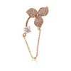 00019-xuping fashion hanging brooches, gold diamond brooch with chain