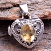 Heart shape moonstone, citrine gemstone poison box jewelry 925 sterling silver pendant