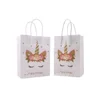 China Supplier Custom Kids Birthday Party Packaging Craft Kraft Unicorn Shopping Paper Gift Bag
