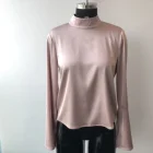 2019 New Ladies Pink Blouse Puff Sleeve Round Collar Blouse Women Long Sleeve Blouses Ladies Top