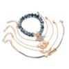 2018 cheap fashion lady rhinestone turtle map 8 love braided 5 pieces set bead bracelet