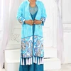 kaftan with a Combination of Satin silk and Self embroider jacket with tassels is hand made