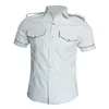 Wholesale Fashion Slim Fit Leather shirts high quality White man shirt 2019