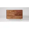 Modern Acacia Wood Body With Steel Base & Handle Multi Six Chest Of Drawers