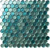 Iridescence Mosaic Penny Round River Pebble Tile Glass Mosaic Blue Swimming Pool Tile