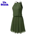 Us Stock Women's Summer Spaghetti Strap Sundress Sleeveless Beach Slip Dress(AWDSD0706)