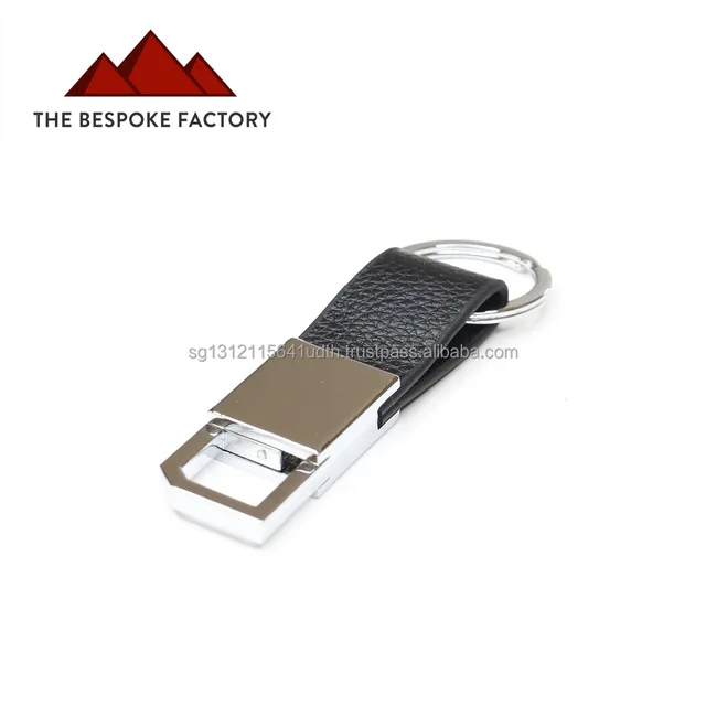 black leather corporate gift custom made hook keychain