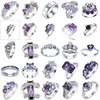 925 Sterling Silver Amethyst Rings Marriage Jewelry For Women Size 6-10 Fashion