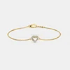 Fine Jewelry 18 Kt Real Solid Yellow Gold O Link Chain Love Heart Zircon CZ Ladies Bracelet Bangle