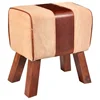 Mango Wooden and Leather Stools Vintage Canvas & Leather Gym Stool Ottoman Furniture