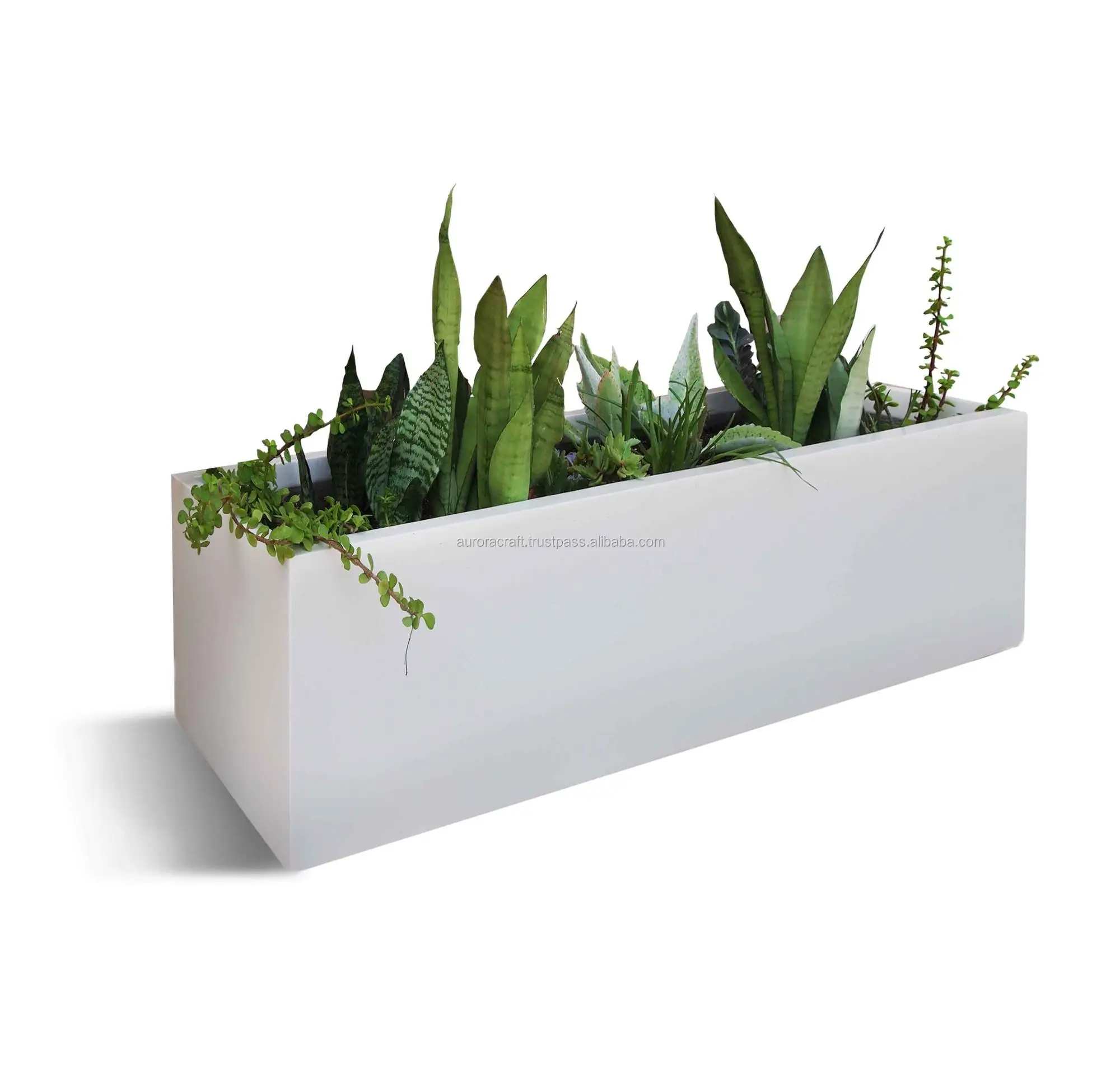 hot selling white rectangle fiberglass planter outdoor