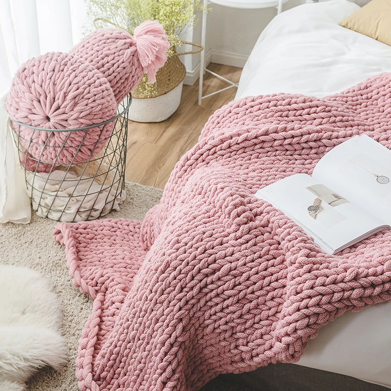 product lunxury magic decoration throw chunky knot knot tube weight tube hand knitted pillow sfy-59