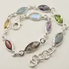925 Pure Silver Facetted Multi Gemstones Adjustable Wrist Bracelet 7.9" !! Gemstone Jewelry !! Latest Style
