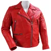 Men Women Causal Belted Design Slim Fit Genuine Leather Biker Zipper Jacket