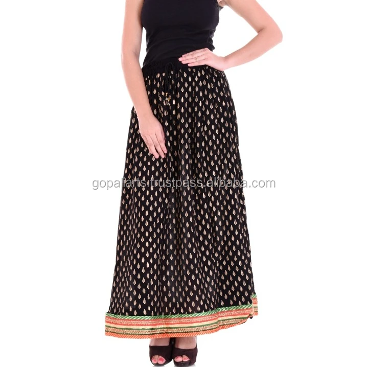 Hippie Women floral Printed Cotton Long Skirt Indian handmade Wrap Around Waist Skater Skirt Art Deco Style