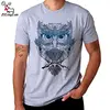 Cute Owl Funny t-Shirts Cotton Man tee Short Sleeve t-shirt gray tops fashion