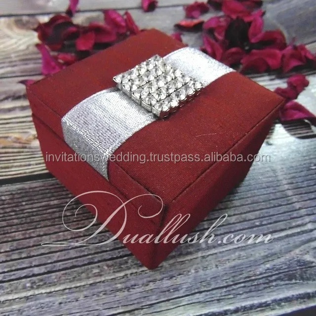 wedding favor box maroon silk favor box wedding favor gift 