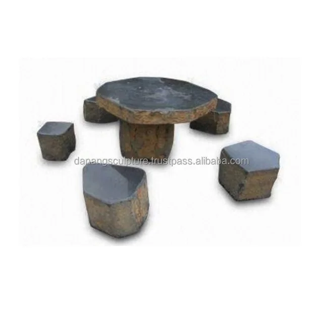 natural basalt stone garden table and chairs dsf-bg010