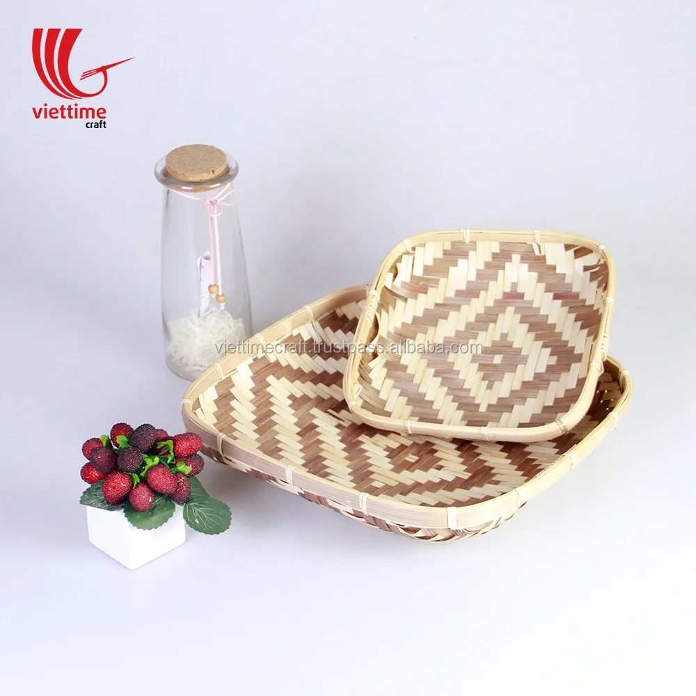 vietnam woven shallow bamboo basket wholesale