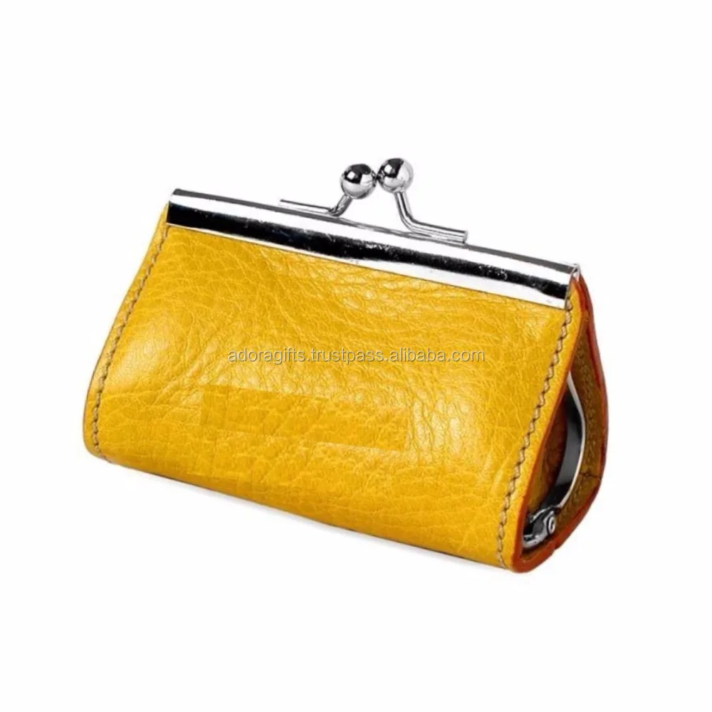 fashion pu ladies bag metal frame and clutch leather coin purse