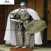 Knight Suit of Armor Medieval Reenactment Wearable Metallic One Size Halloween, Shield, Sword, Cape, Chainmail