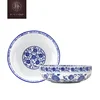 Popular ceramic fashioned casual blue flower cake plate / Chinese style printed round bone china dessert plate set