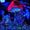 Indian Mushrooms Trippy Art Fabric Cloth Rolled Wall Poster