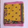Handmade Indigo Hand Block Printed Kantha Quilt Throw Organic Vegetable Bedspreads Bed Cover