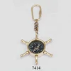 Nautical Brass Ship Wheel Compass Key chain