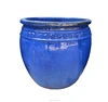 large blue ceramic glazed outdoor planter