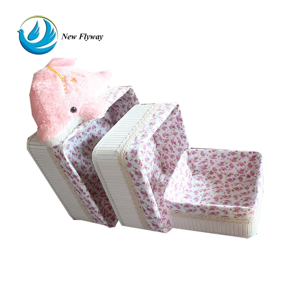 picnic bread fruit storage square white bamboo basket with