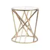 SMETA approved factory Round Shape Copper & Glass Top Dia Side Stool , Copper Finis Side Stool , Metal Copper Side Stool