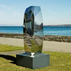 Large modern stainless steel mirror polished metal cube design sculpture for public art decoration