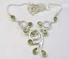925 Solid Silver CABOCHON Drops PERIDOT Necklaces 16 3/4 Inches BIRTHDAY PRESENT Fasion Artisan Jaipuri Jewellery Supplier