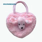 Fashion Kawaii Pink kids Handbag Coin Bag Custom Cheap Soft Plush Heart Shape Cion Purse For Girls