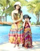 vintage retro thai HIPPIE BOHO Tie dye color BLOCK MAXI BABY DOLL beach long maxi style girls kids children LONG DRESS