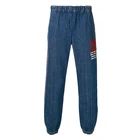 OEM custom high fashion mens printed jeans elasticated cuffs and waistband denim pants for man