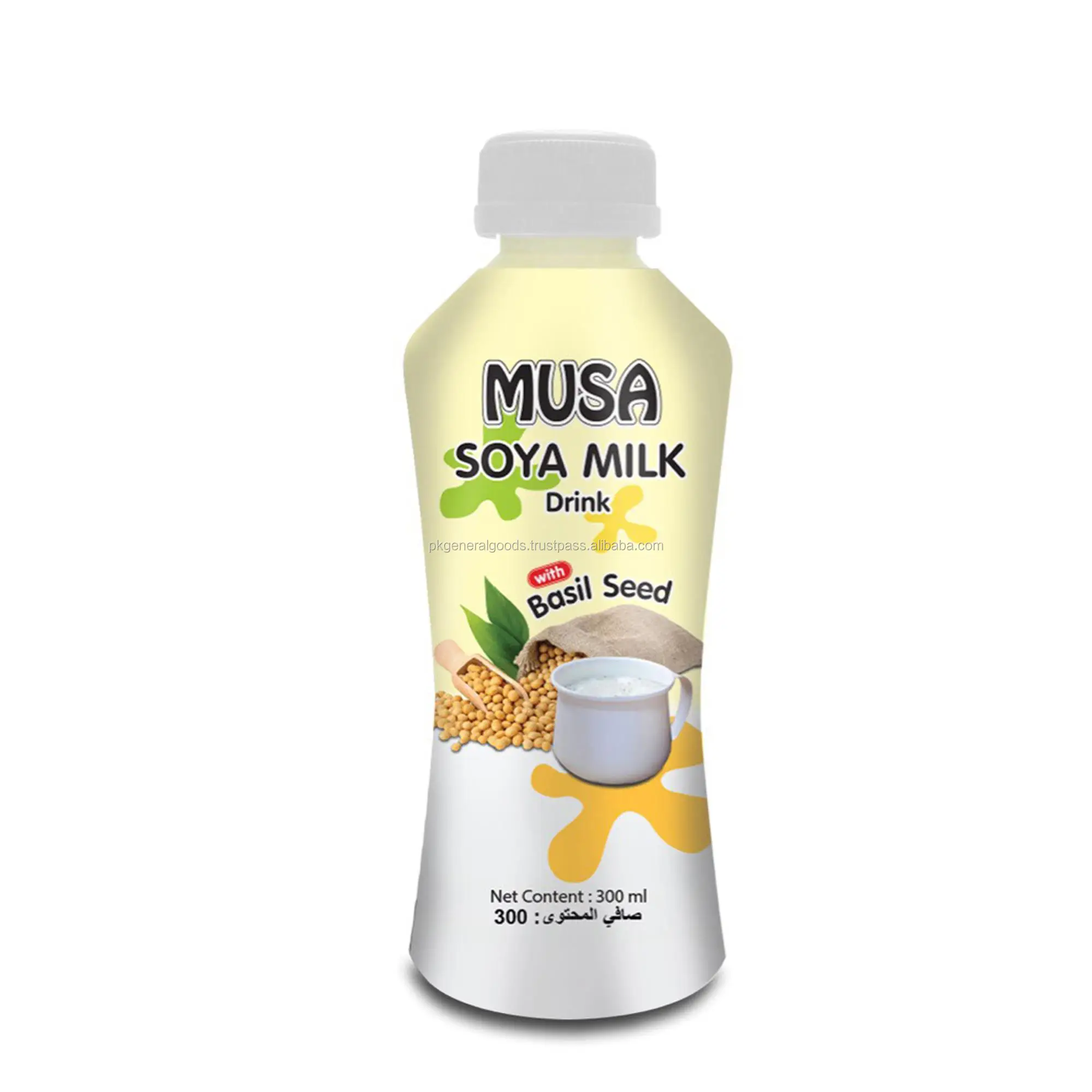 soya milk with basil seed plastic bottle 300ml musa brand