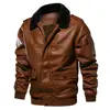Latest design Brown men new style zipper pu warm jacket