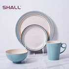 Green 4 pieces melamine free bamboo fiber tableware
