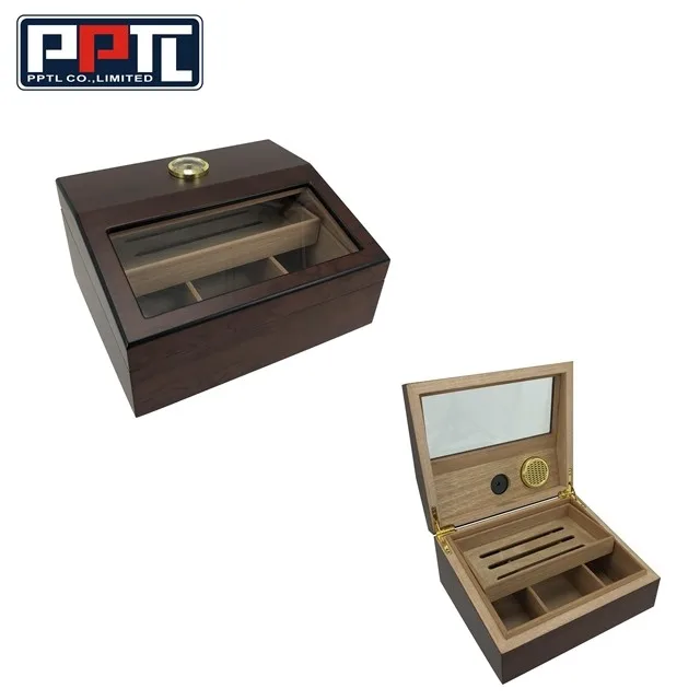 matted finish 25ct glass top humidor cigar case set