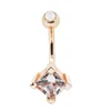 Rose gold bananas body jewelry with opal crystal gem and square cz