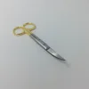 Stainless steel 14cm curved eye Scissor golden color handle surgical scissors