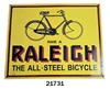 RALEIGH THE ALL STEEL BICYCLE CAST IRON WALL SIGN