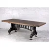 Old Mill Dining Table Hand Crafted Reclaimed Wood Recycled Cast Iron Base